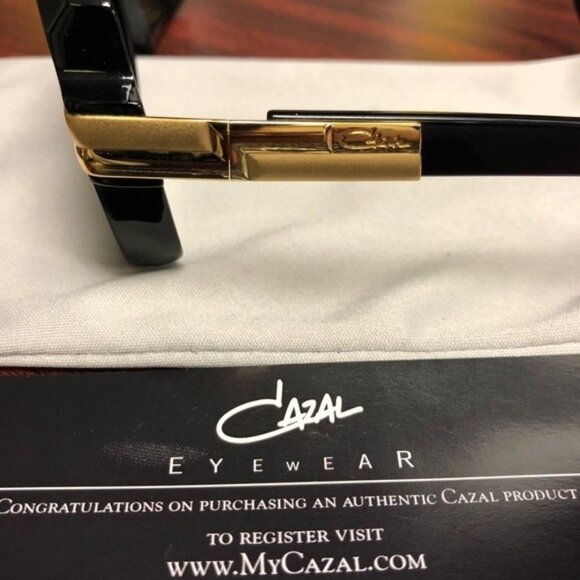 Authentic Cazal 607 Sunglasses Black Gold Grey Lenses - Picture 2 of 4